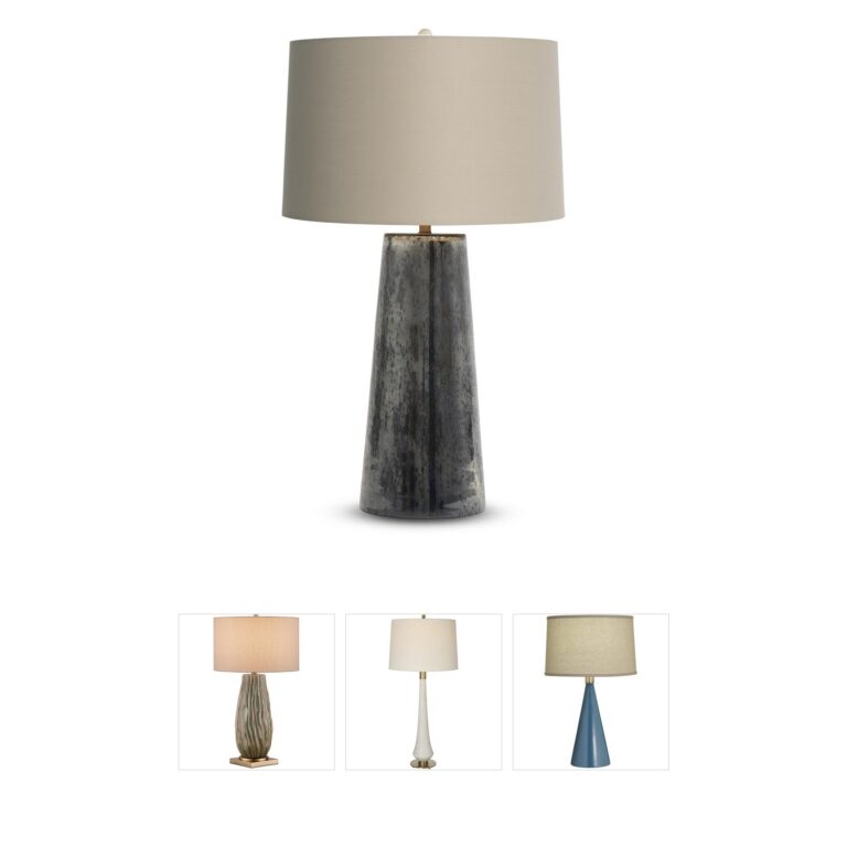 FlowDecor Wyatt Taupe Glass Table Lamp with Beige Cotton Shade