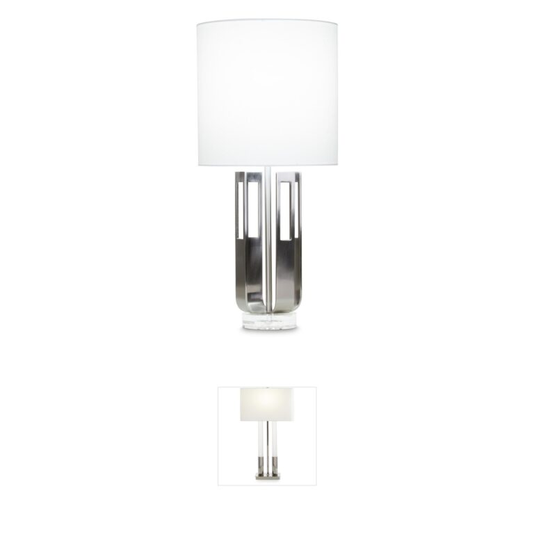 FlowDecor Atticus Brushed Nickel Crystal Table Lamp