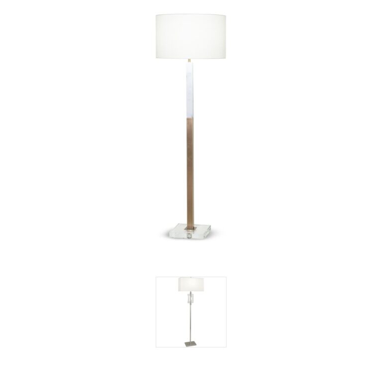 FlowDecor Sanders Antique Brass and White Marble Floor Lamp