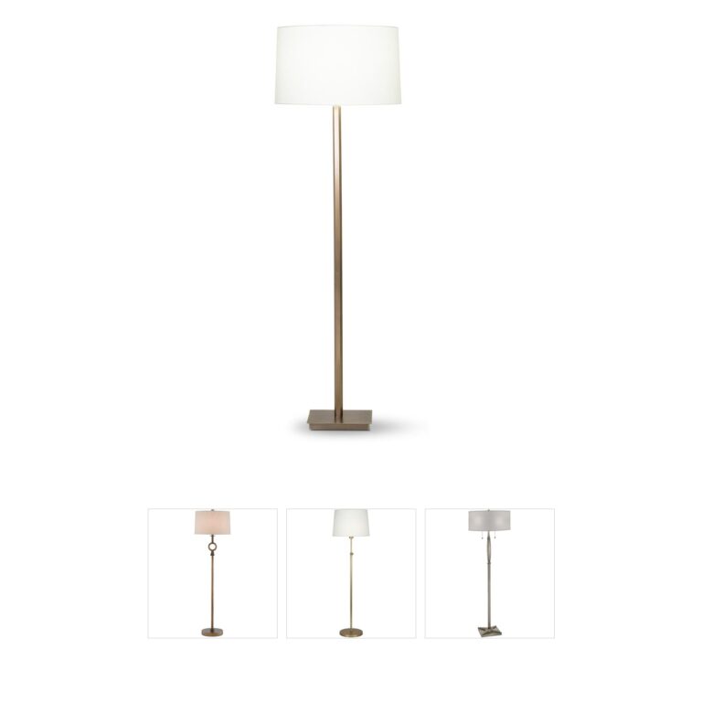 FlowDecor Sydney Antique Brass Floor Lamp with Linen Shade