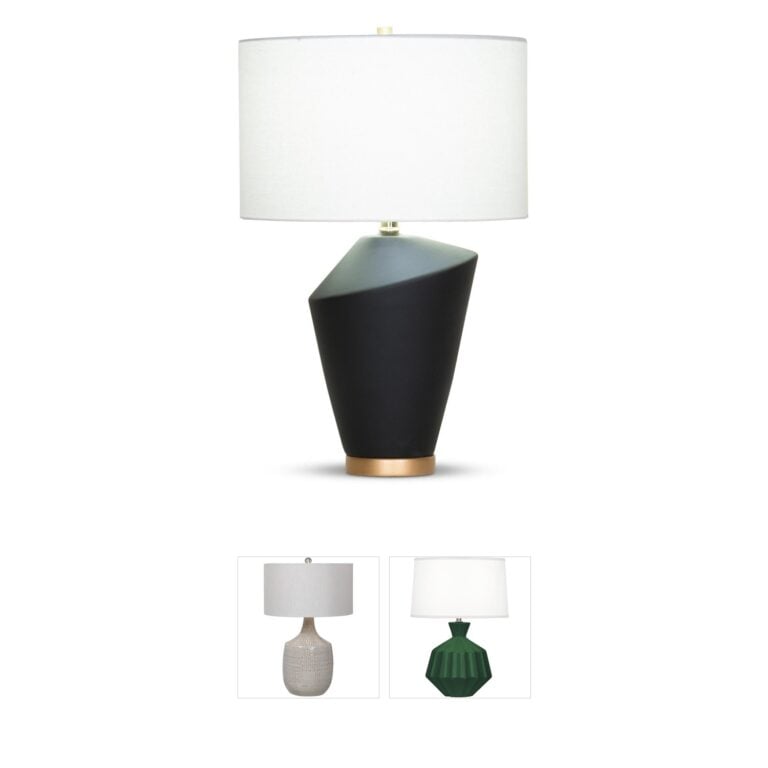 FlowDecor Gavin Matte Black Ceramic Table Lamp