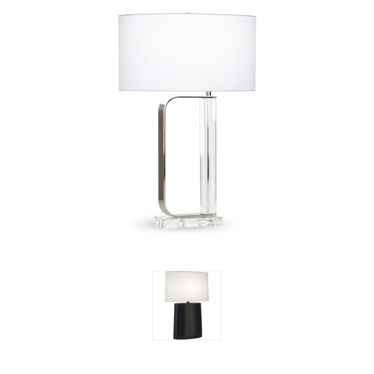 FlowDecor Ronald Crystal Table Lamp with White Linen Shade