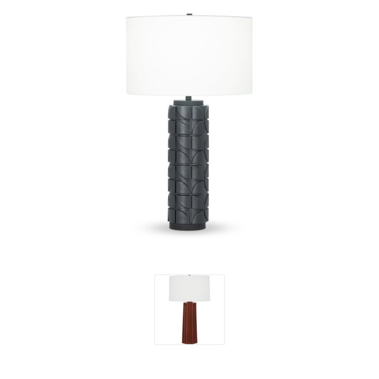 FlowDecor Mimi 27-Inch Black Resin Table Lamp with Cotton Drum Shade