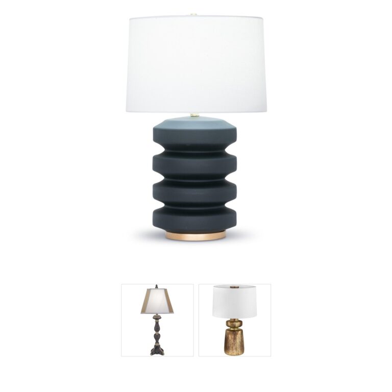 FlowDecor Ruth Black Matte Ceramic Table Lamp