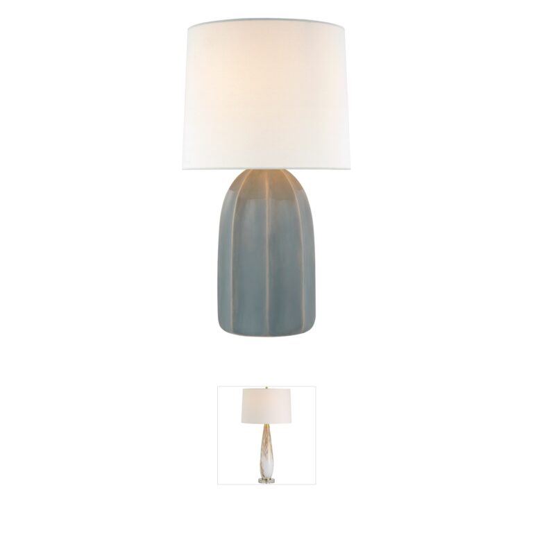 Visual Comfort Signature Collection Barbara Barry Melanie Sky Gray Reactive Ceramic Table Lamp