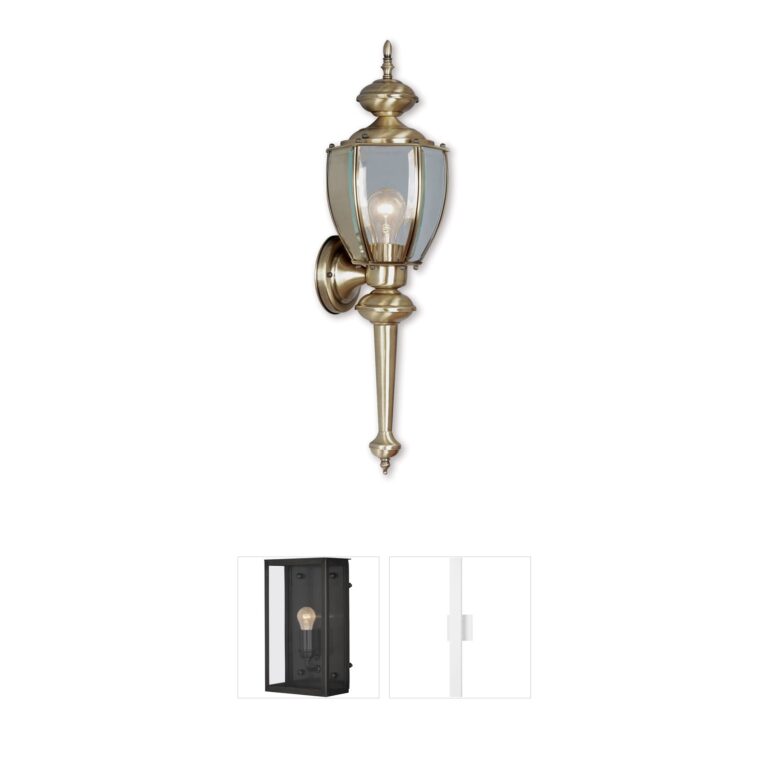 Livex Lighting Outdoor Basics Antique Brass Solid Brass Wall Lantern