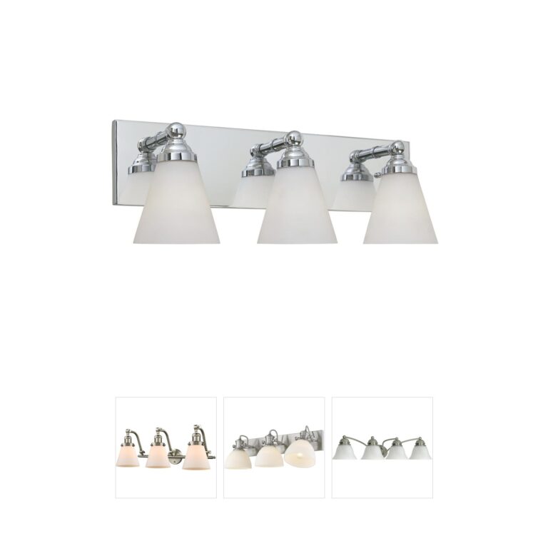 Designers Fountain Hudson Chrome 3-Light Bath Bar with White Opal Glass Shades