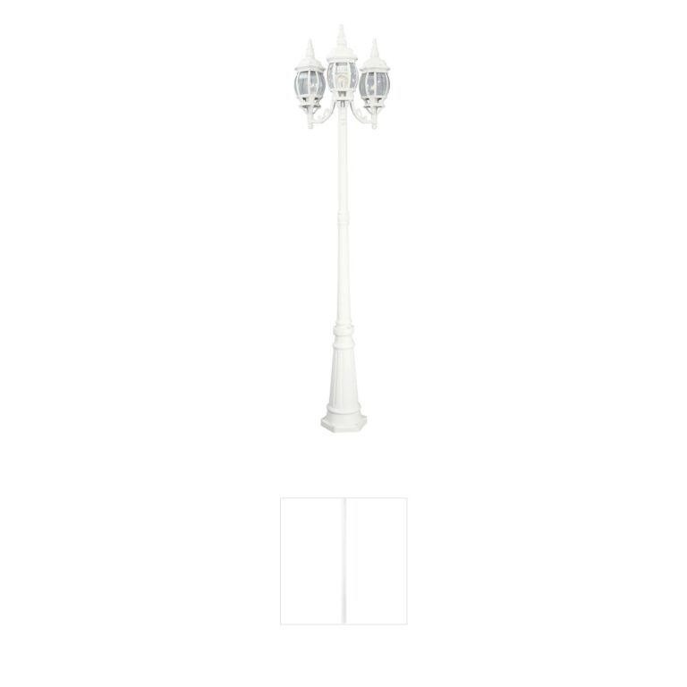 Designers Fountain Riviera 3-Light White Outdoor Post Lantern with Clear Beveled Glass