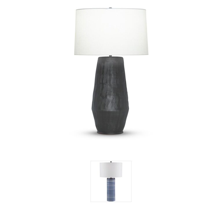 FlowDecor Sebastian Black Ceramic Table Lamp with Linen Shade