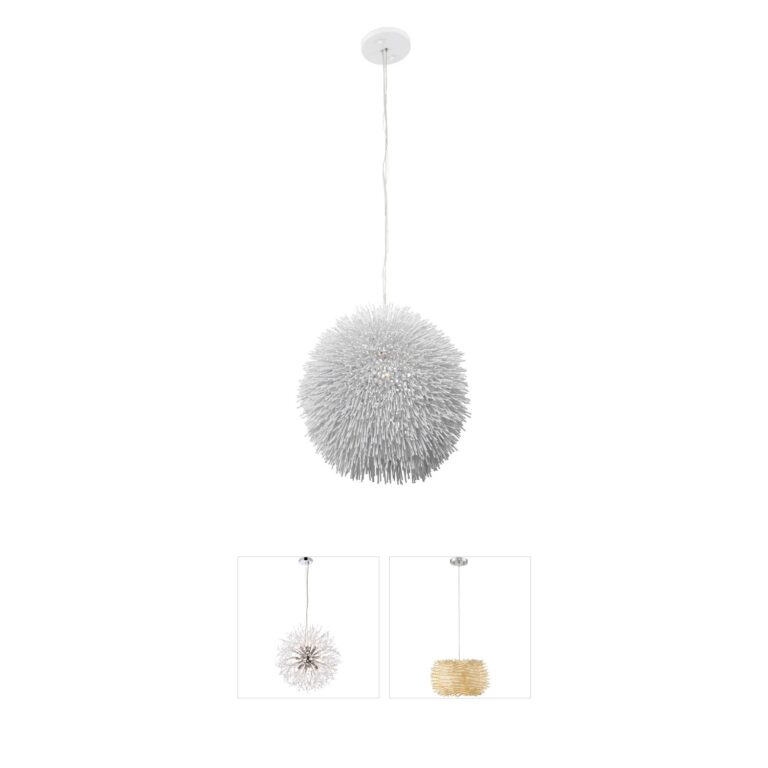 Varaluz Urchin Collection Hand-Forged Steel Pendant - White