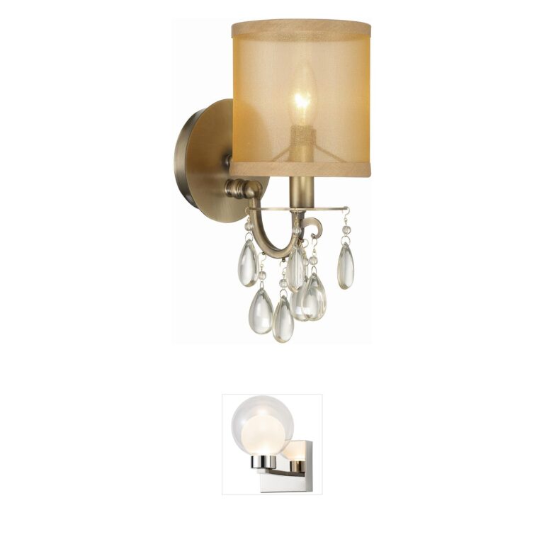 Crystorama Hampton Antique Brass Wall Sconce with Silk Shade