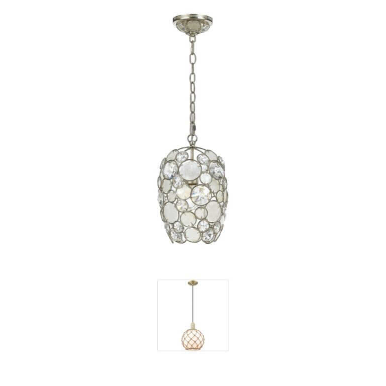 Crystorama Palla Antique Silver Mini Pendant with Crystal Accents