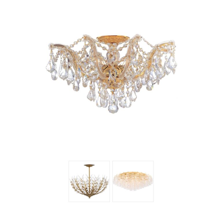 Crystorama Maria Theresa Swarovski Strass Crystal Gold Semi-Flush Mount