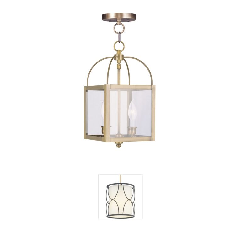 Livex Lighting Milford Antique Brass 2-Light Convertible Mini Pendant