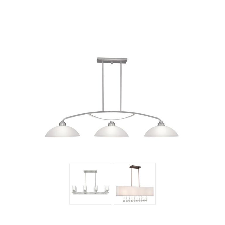 Livex Lighting Somerset 3-Light Brushed Nickel Island Light with Satin Glass