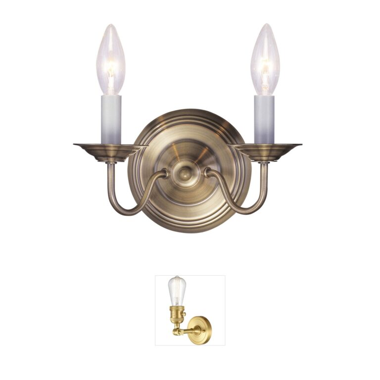 Livex Lighting Williamsburgh 2-Light Antique Brass Steel Wall Sconce