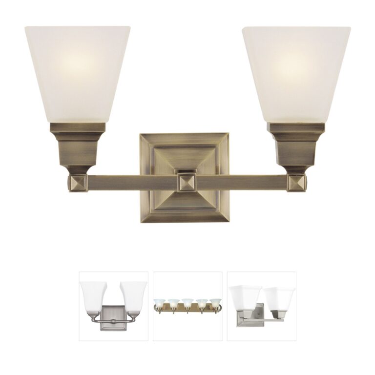 Livex Lighting Mission Collection Antique Brass Steel Vanity Light