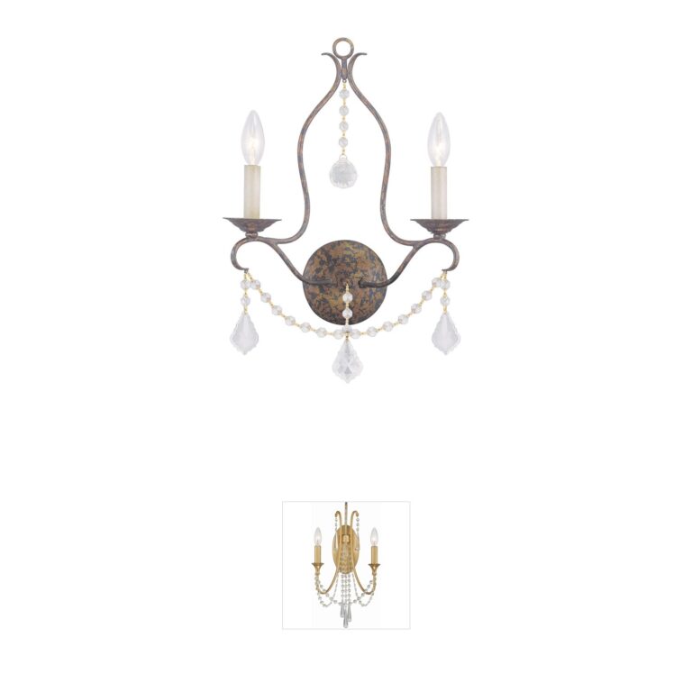 Livex Lighting Chesterfield Venetian Golden Bronze Steel Wall Sconce with Crystals