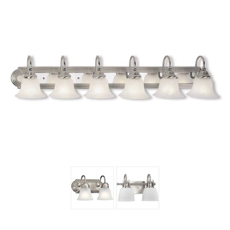 Livex Lighting Belmont Collection 6-Light Vanity in Brushed Nickel & Polished Chrome