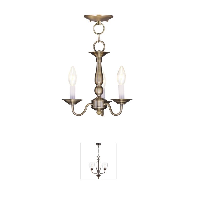 Livex Lighting Williamsburgh Antique Brass Mini Chandelier