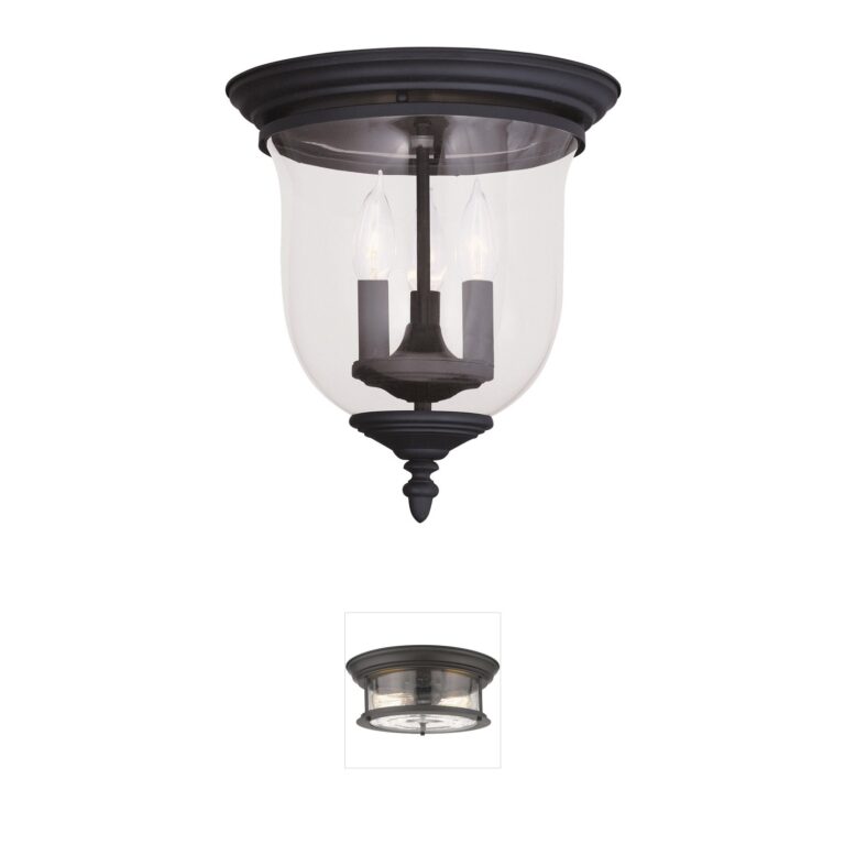 Livex Lighting Legacy Collection Black Steel Flush Mount