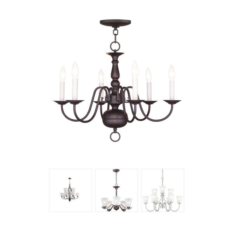 Livex Lighting Williamsburgh 6-Light Bronze Steel Chandelier