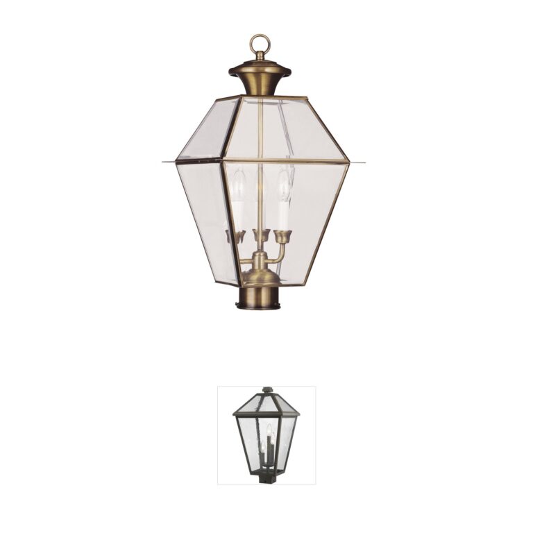Livex Lighting Westover Antique Brass Outdoor Post Light