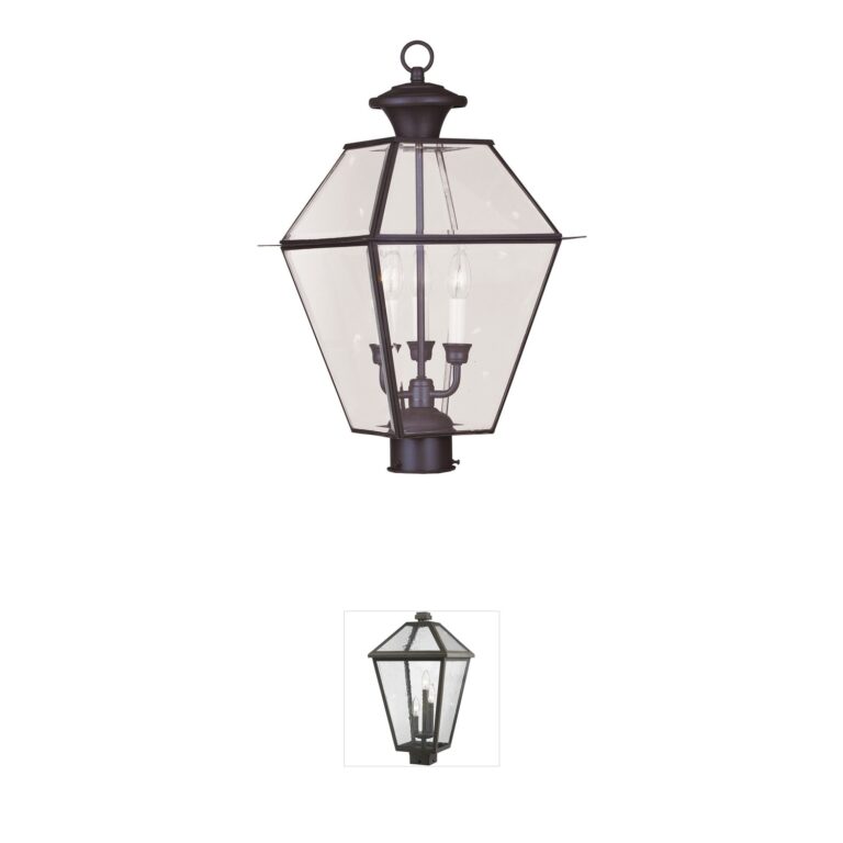 Livex Lighting Westover Bronze Solid Brass 3-Light Outdoor Post Lantern