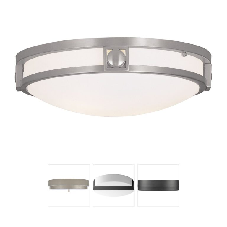 Livex Lighting Titania 13-Inch Brushed Nickel Flush Mount with Satin White Glass