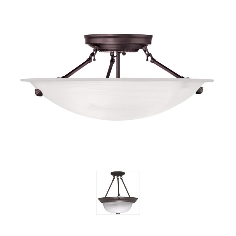 Livex Lighting Oasis Bronze Steel Semi-Flush Mount