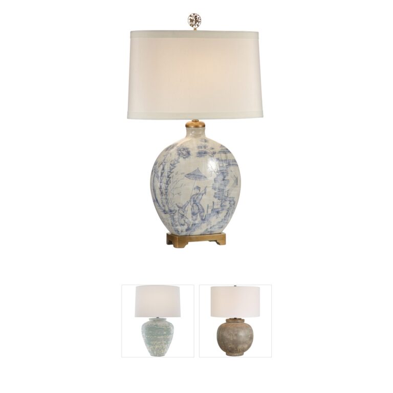 Wildwood Wildwood Hand Painted Porcelain Table Lamp with Ivory Silkette Shade