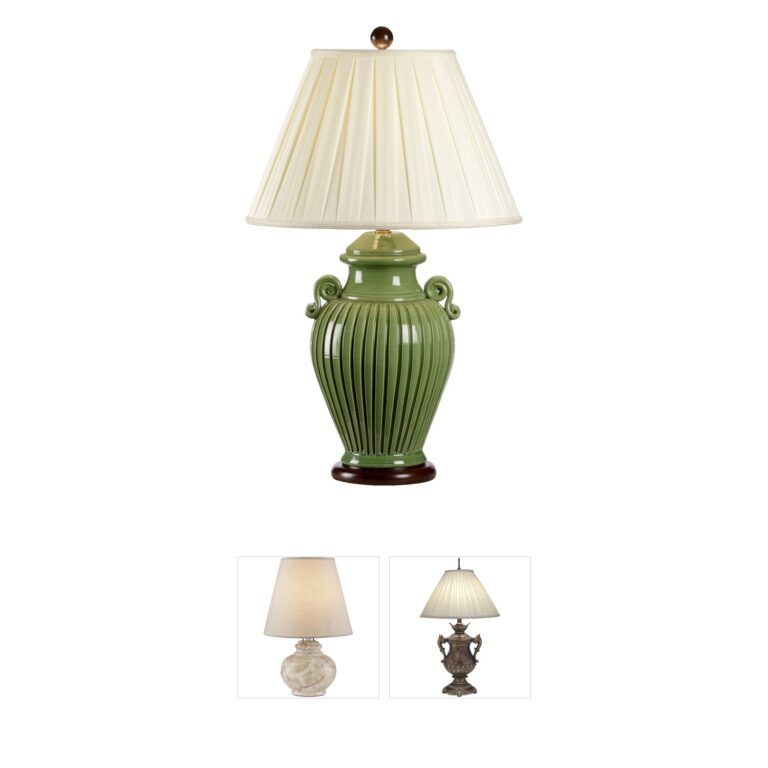 Wildwood Collection Florentine Ceramic Table Lamp in Green Glaze