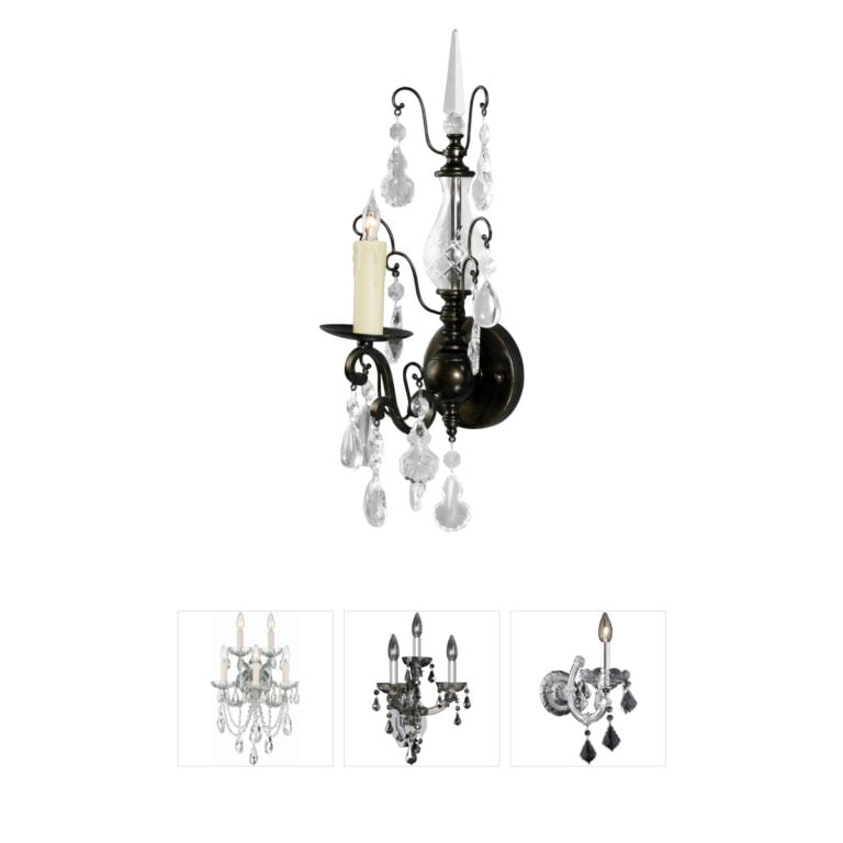 Wildwood Wildwood Iron and Crystal Wall Sconce in Light Bronze