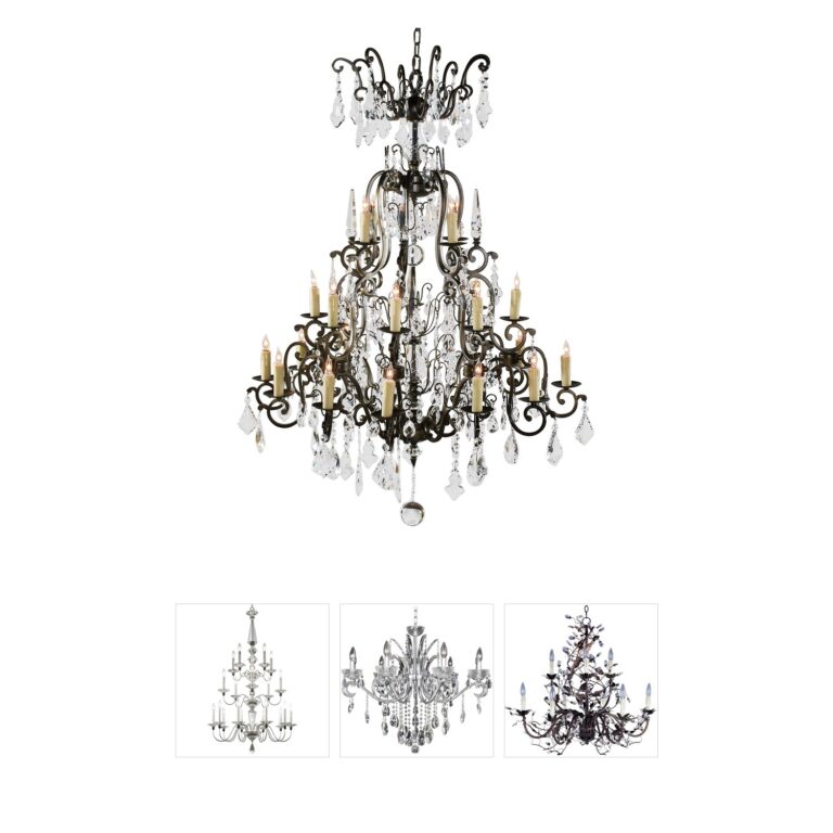 Wildwood Collection Twenty-Four Light Iron and Crystal Chandelier