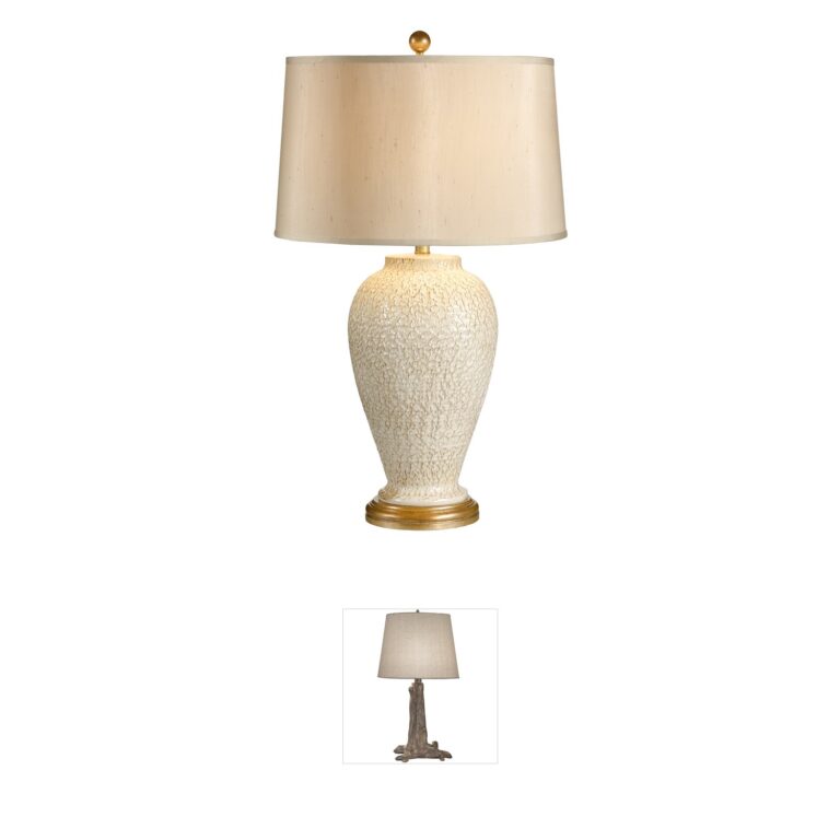 Wildwood Collection Tuscan Ceramic Table Lamp in Old White Glaze