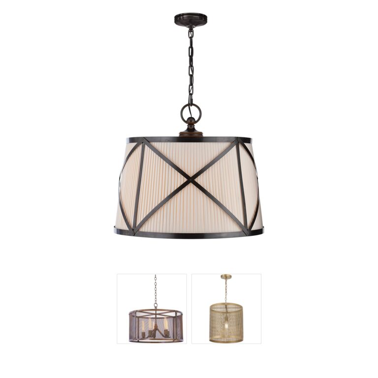 Visual Comfort Signature Collection Chapman & Myers Grosvenor Bronze Large Linen Pendant