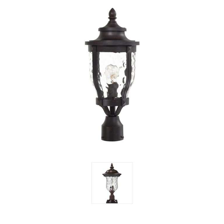 Minka-Lavery Merrimack Corona Bronze Post Light with Hammered Glass