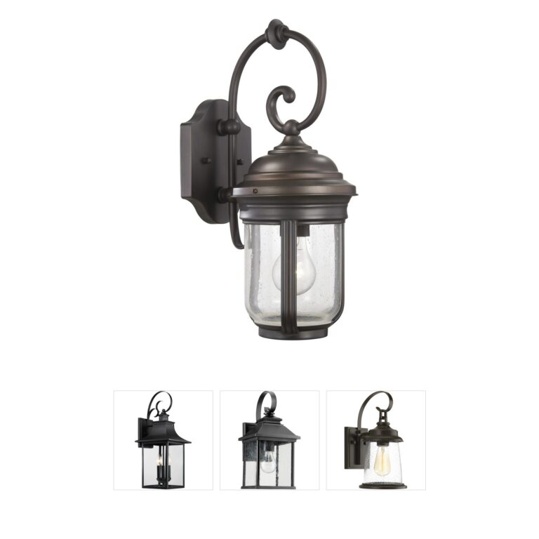Minka-Lavery Amherst Roman Bronze Outdoor Wall Light with Seeded Glass
