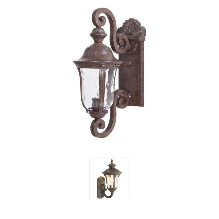 Minka-Lavery Ardmore Vintage Rust Outdoor Wall Light with Hammered Glass