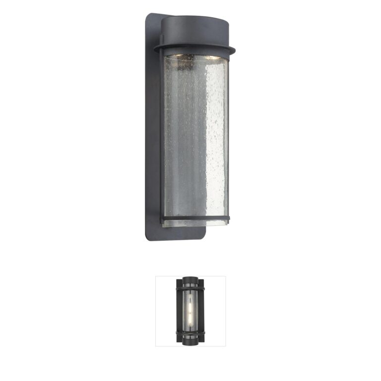 Minka-Lavery Artisan Lane Coal Aluminum Outdoor Wall Light with Clear Seeded Glass