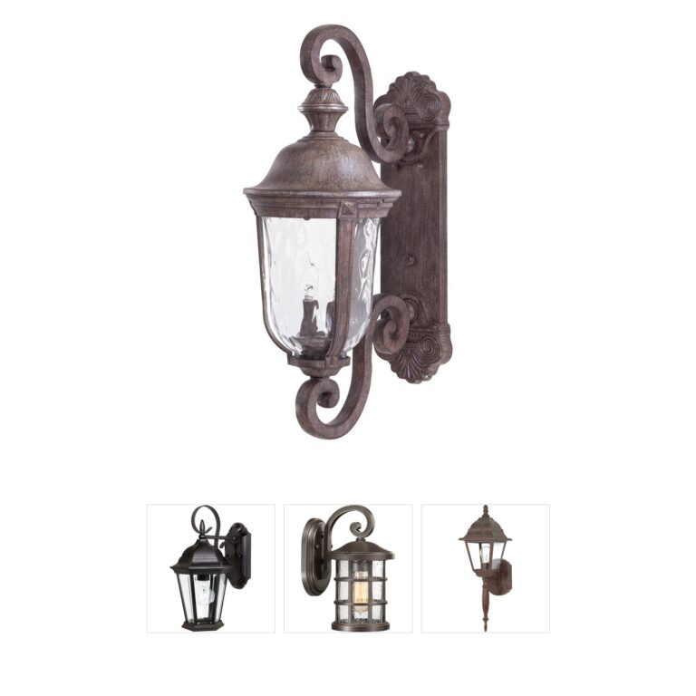 Minka-Lavery Ardmore Vintage Rust Outdoor Wall Light with Hammered Glass