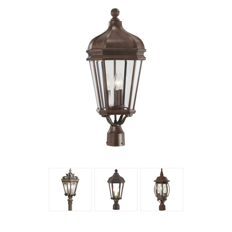 Minka-Lavery Harrison 3-Light Outdoor Post Mount in Vintage Rust Aluminum