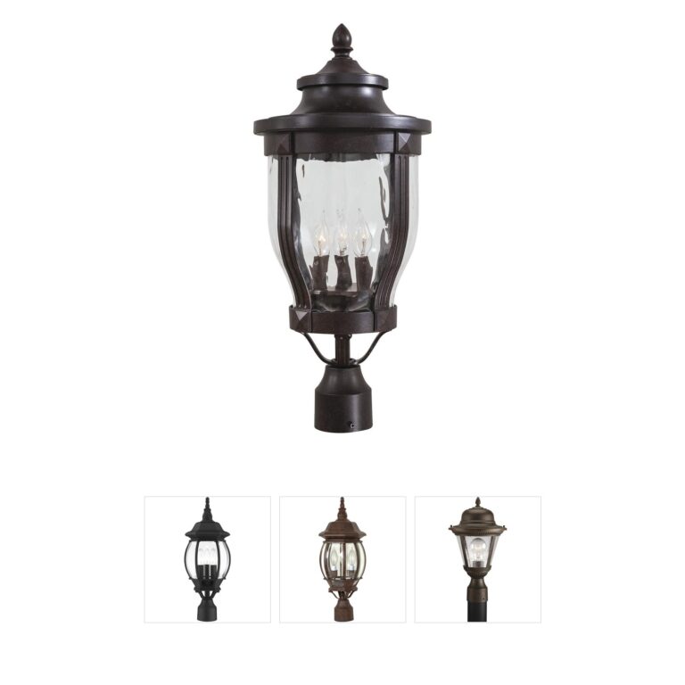 Minka-Lavery Merrimack Corona Bronze Post Light with Hammered Glass