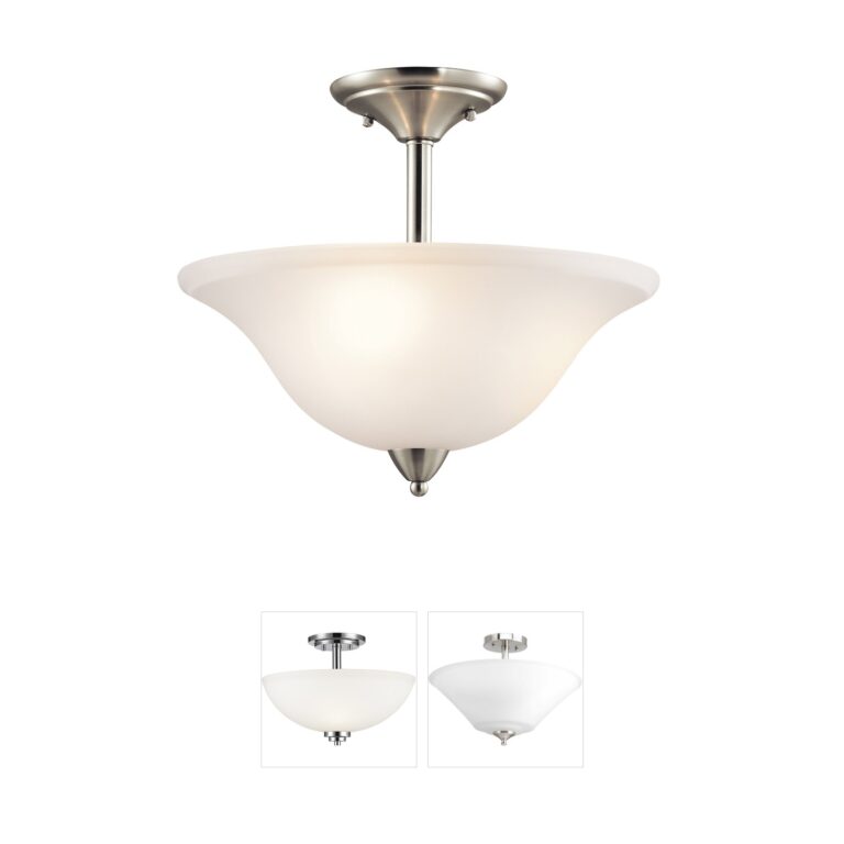 Kichler Nicholson 3-Light Steel Semi-Flush with Satin Etched Glass