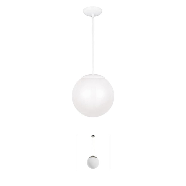 Visual Comfort Studio Collection Leo - Hanging Globe Smooth White Glass Pendant