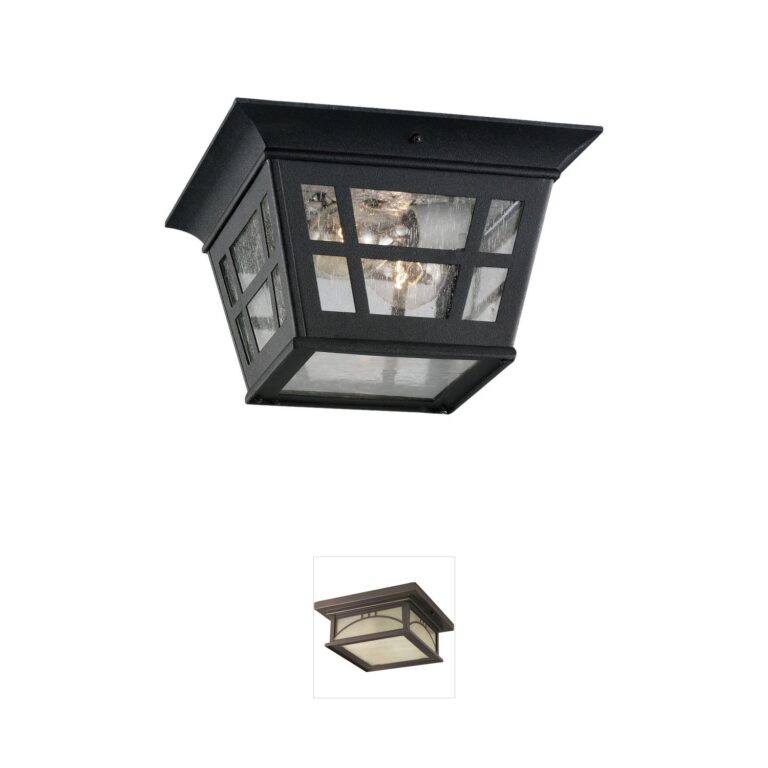 Generation Lighting Herrington Black Outdoor Flush Mount with Clear Seeded Glass