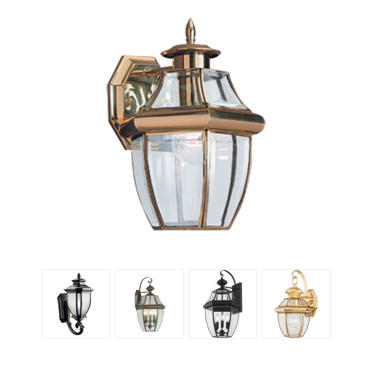 Generation Lighting Lancaster 1-Light Polished Brass Outdoor Wall Lantern with Beveled Glass