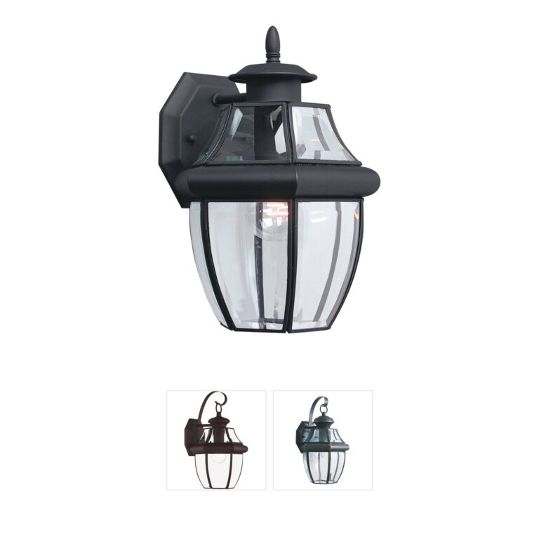 Generation Lighting Lancaster Black Outdoor Wall Lantern with Clear Beveled Glass