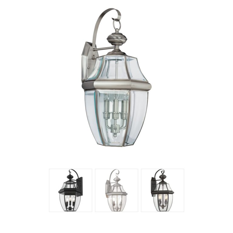 Generation Lighting Lancaster Antique Brushed Nickel 3-Light Outdoor Wall Lantern