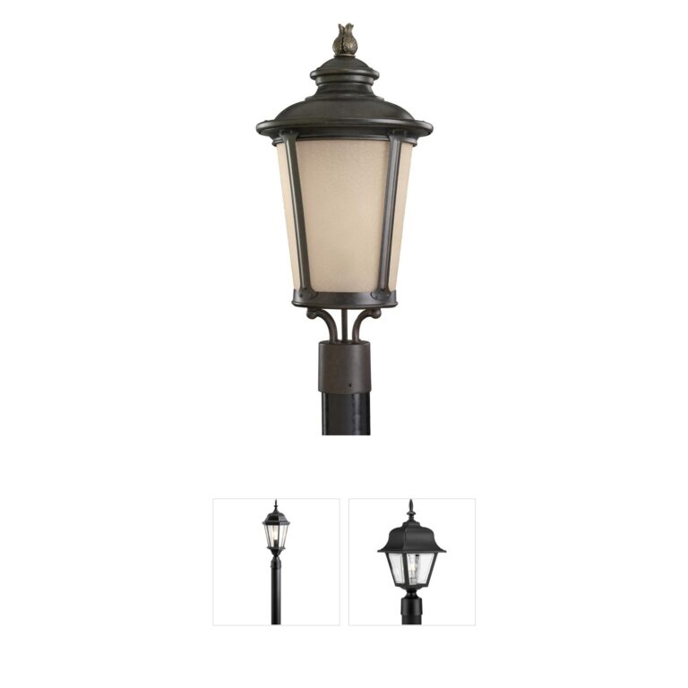 Generation Lighting Cape May Burled Iron Post Lantern with Hammered Glass